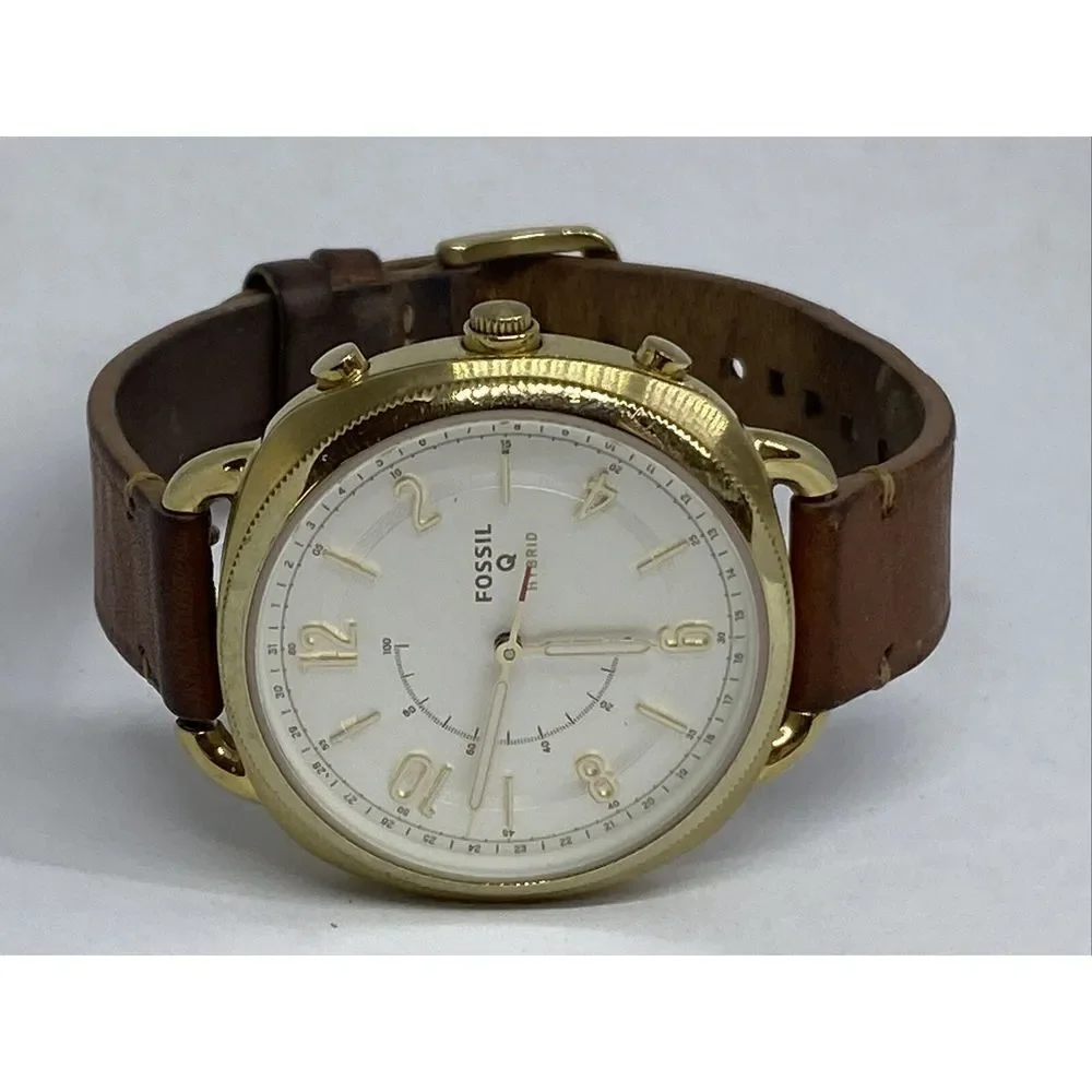 Fossil FTW1201 Women's Brown Leather Analog White Dial Hybrid Smartwatch XX730